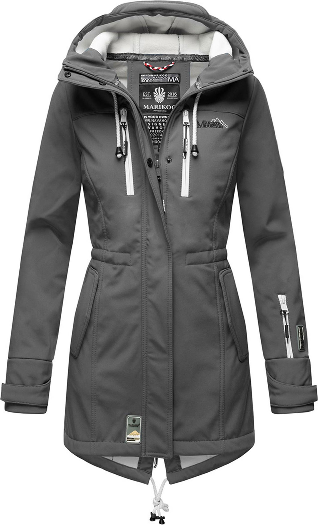 Marikoo lange Damen Steppjacke Abendsternchen mit abnehmbarer Kapuze