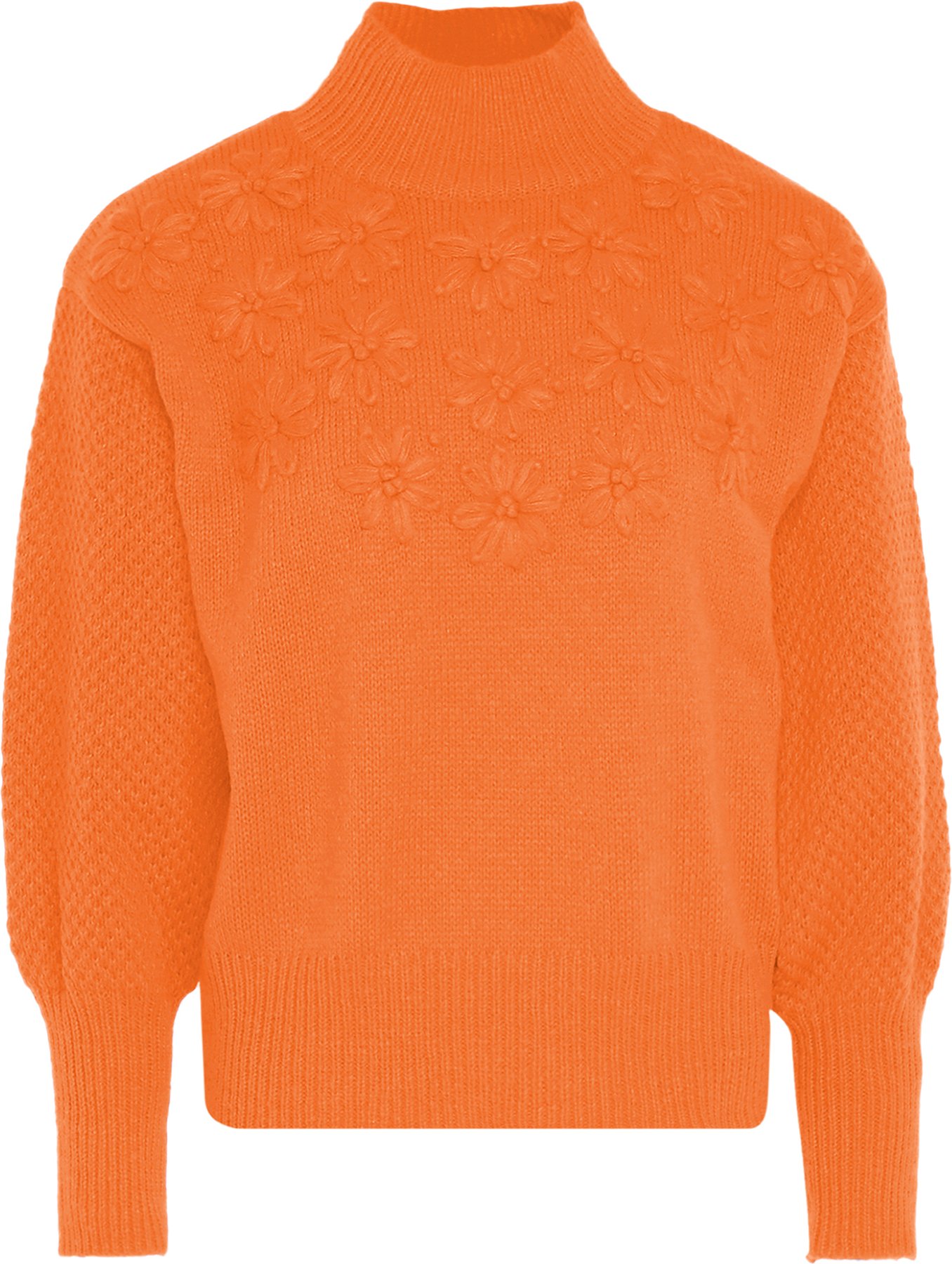 Mymo Pullover mit Blumenstick Damen orange
