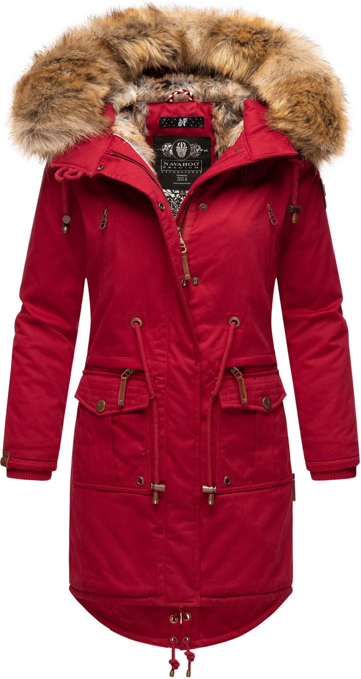 Navahoo Damen Winterjacke Rosinchen – Klassischer Parka mit Abnehmbarem Kunstfellkragen