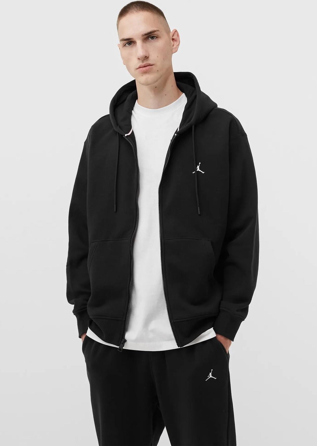 Nike Jordan Fleece Kapuzenpullover mit Reißverschluss in Schwarz