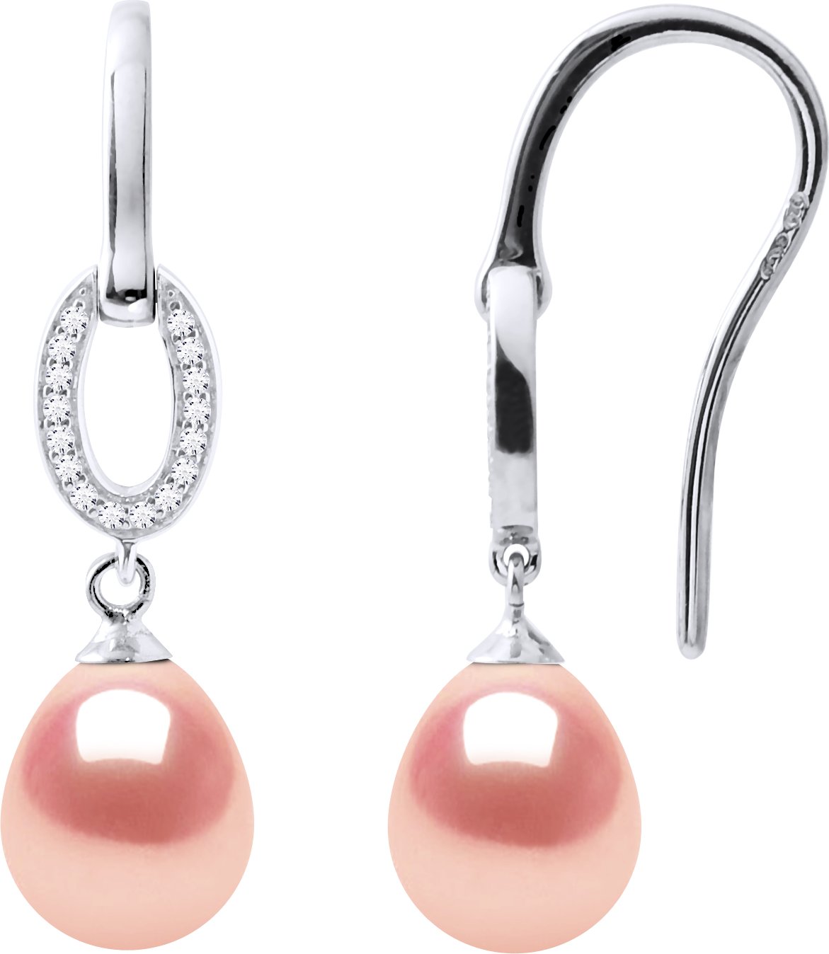 Ohrringe Haken Süßwasserperlen 8-9mm Birnen Rosen Schmuck 925