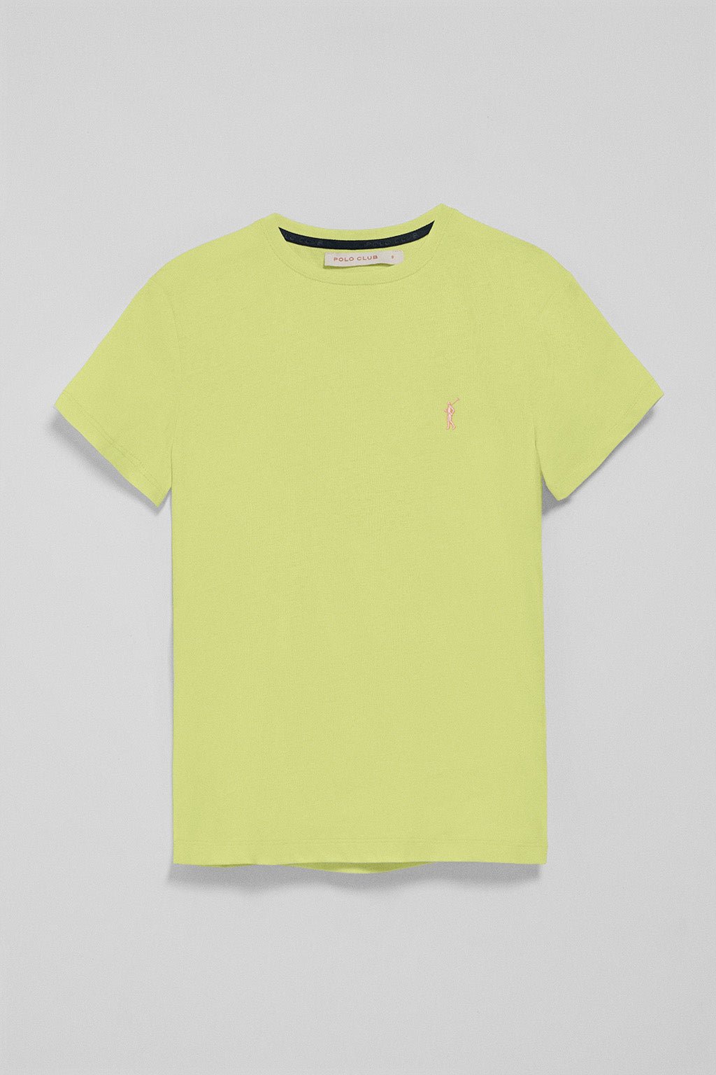 T-Shirt limettengrün mit Rundhalsausschnitt und gesticktem Rigby Go-Logo