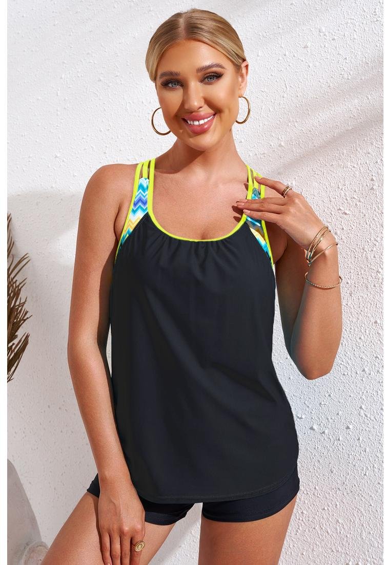 Damen Chevron-Streifen Racerback Schwimmtop