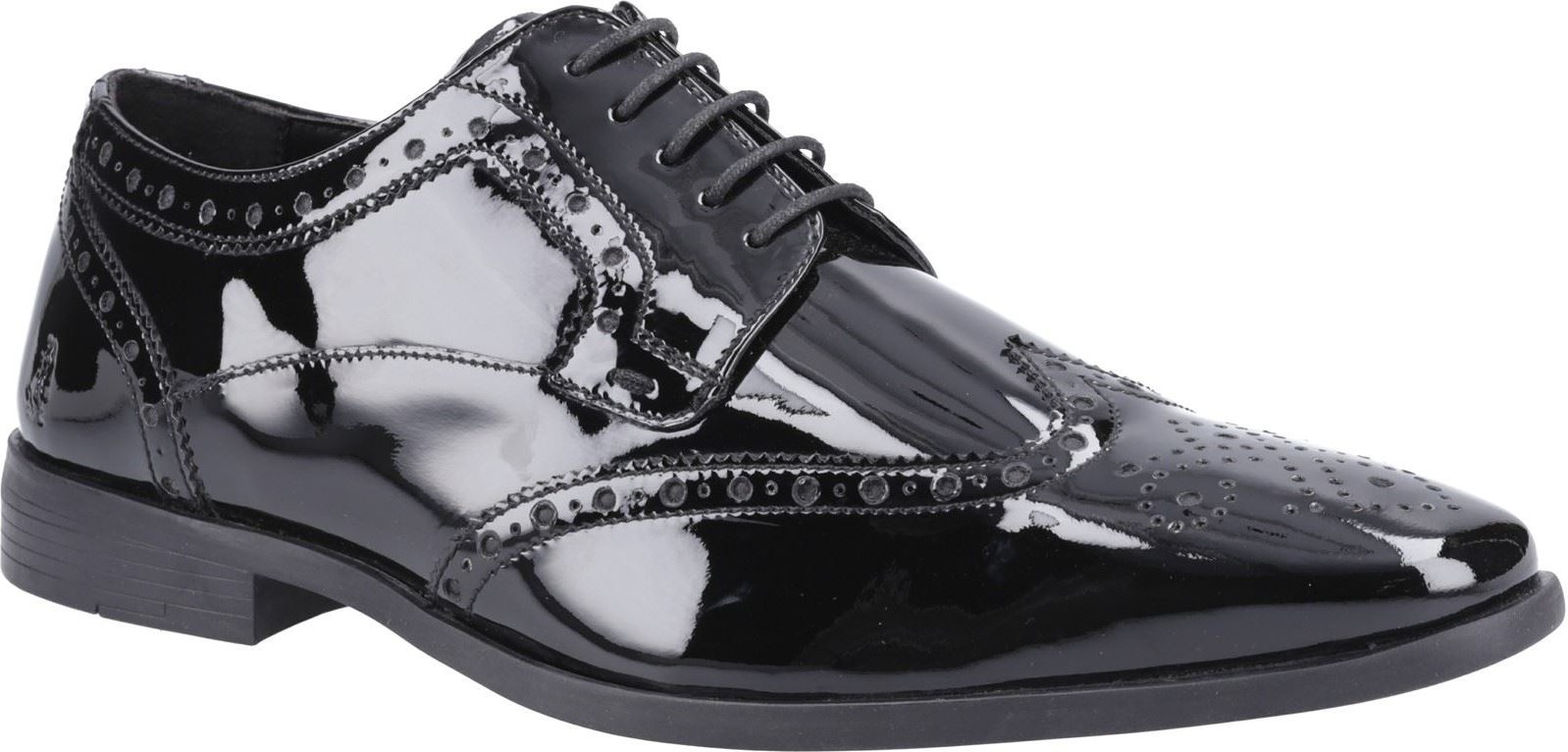 Thumbnail - Hush Puppies Elliot Leder Herren Schwarze Brogues Schuhe
