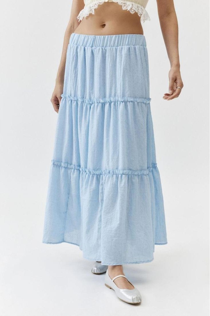 Damen Rüsche Gummibundrock