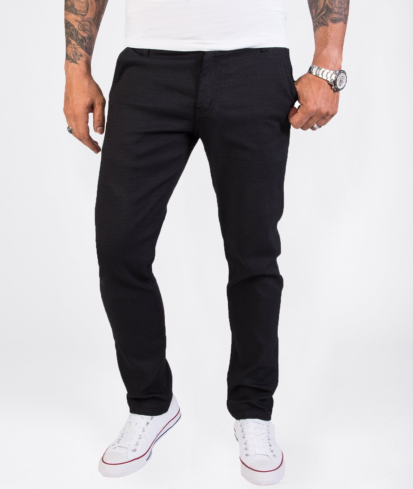 Rock Creek Stoffhose Schwarz