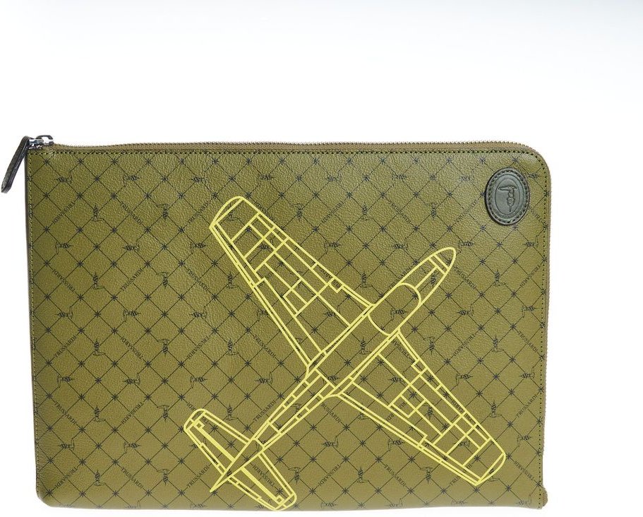 Trussardi Grüner Leder Herren-Clutch