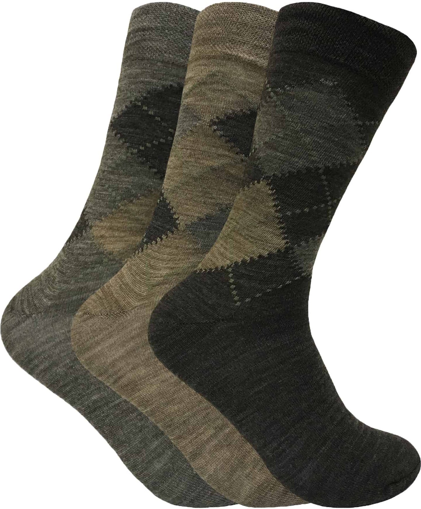 Sock Snob - Herren 3er-Pack Lambs Wool Blend Patterned Soft Top Socken
