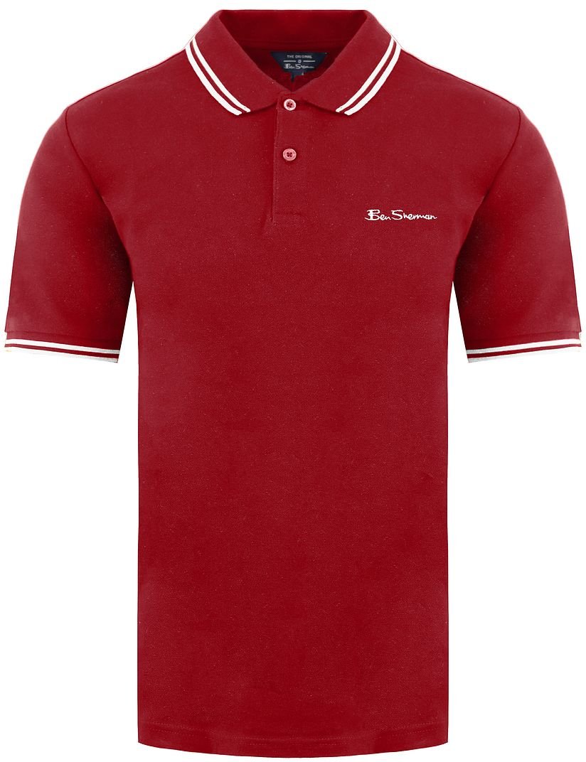 Ben Sherman Twin Tipped Mens Red Polo Shirt