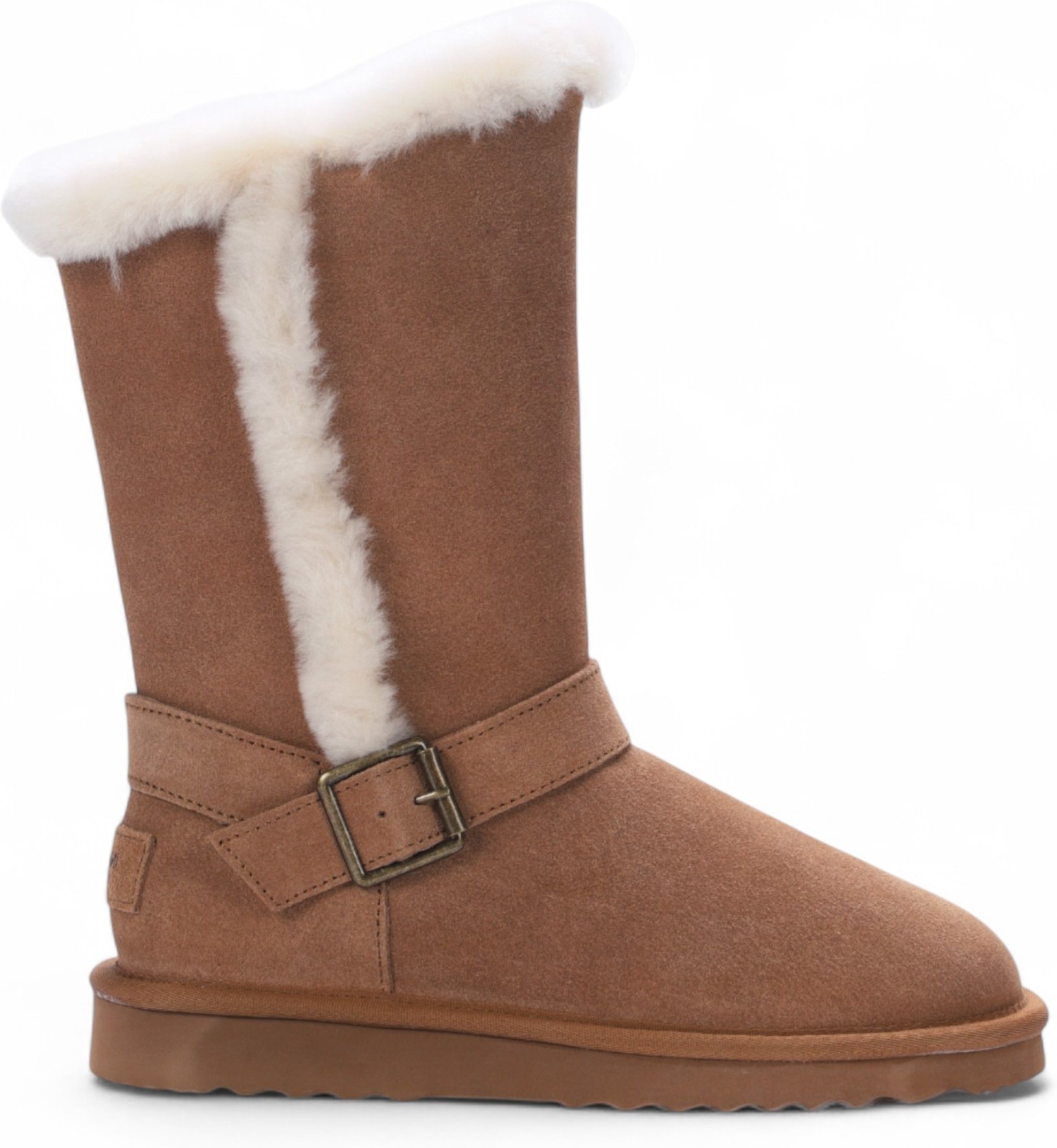 Damen Winterstiefel aus echtem Schaffell, hellbraun, Wildleder, Kalbsleder, warm – Redwood