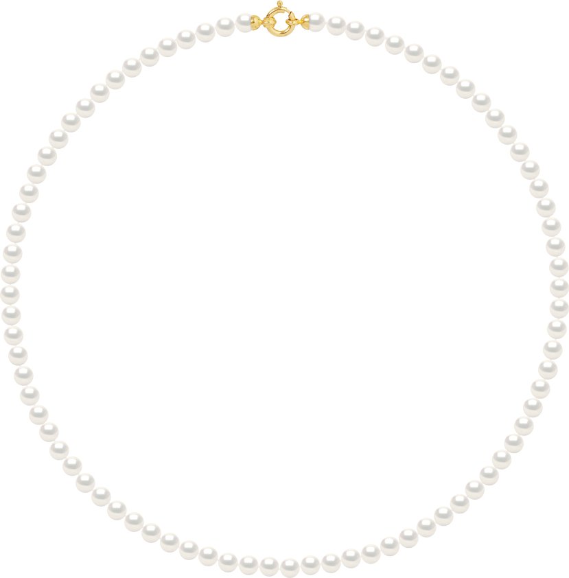 DIADEMA - Halskette - Echte Süßwasserperlen - Weiß - Gelbgold