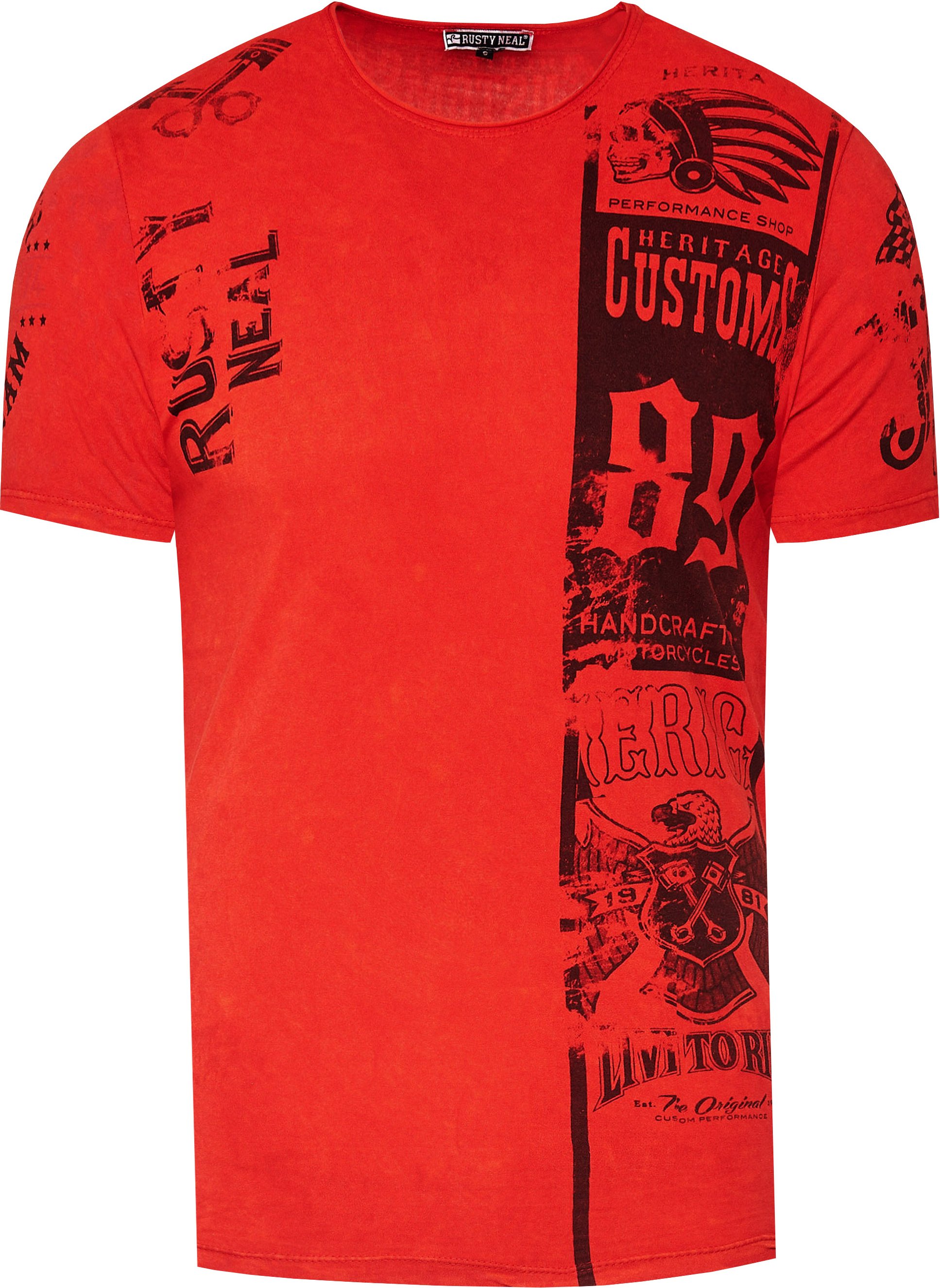 Thumbnail - Washed Biker T-Shirt mit Front & Back Prints