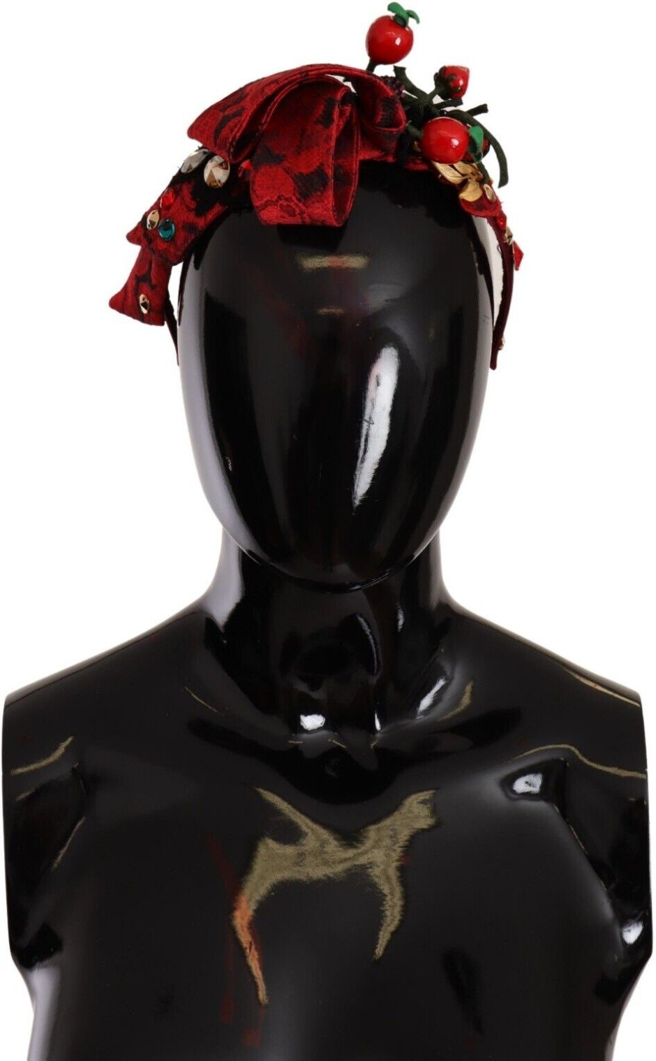 Dolce & Gabbana Red Tiara Berry Fruit Crystal Bow Hair Diadem Women's Bandband