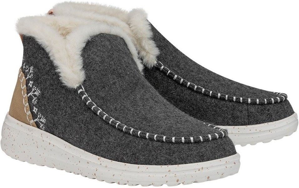 HEYDUDE Denny Wool Faux Shearling Damen Graue Stiefel