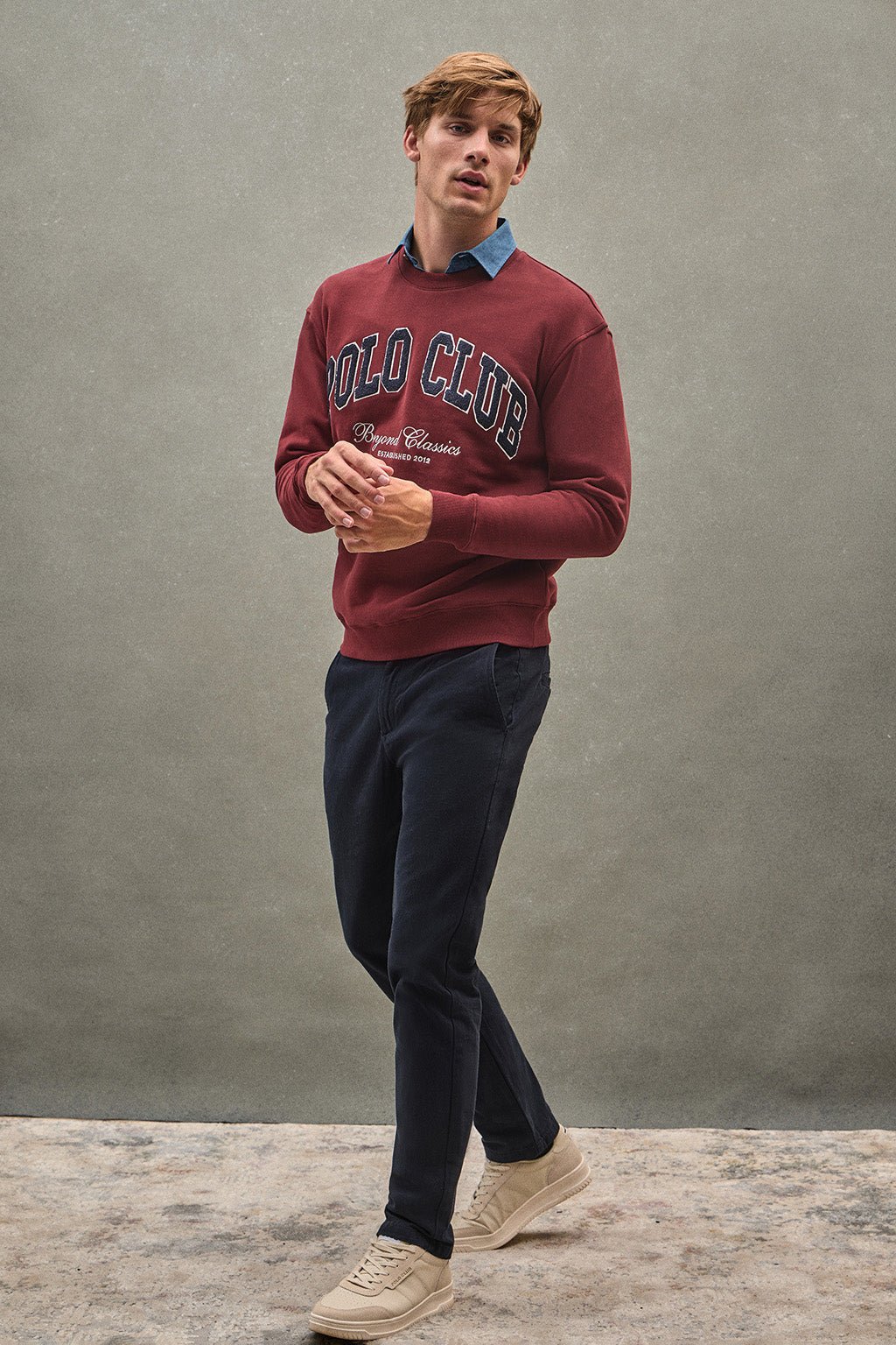 Sweatshirt granatrot im Loose FitEstablished 2012 Polo Club