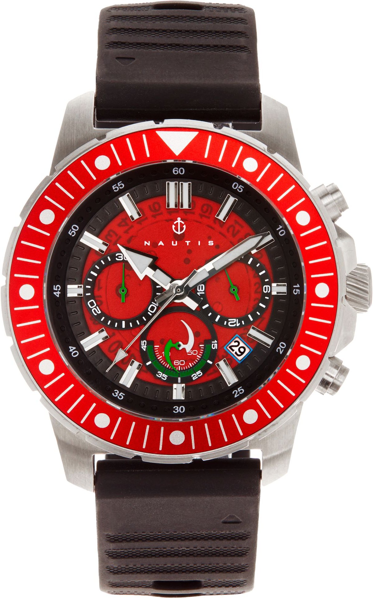 Thumbnail - Nautis Caspian Montre-bracelet chronographe avec date - Noir/rouge