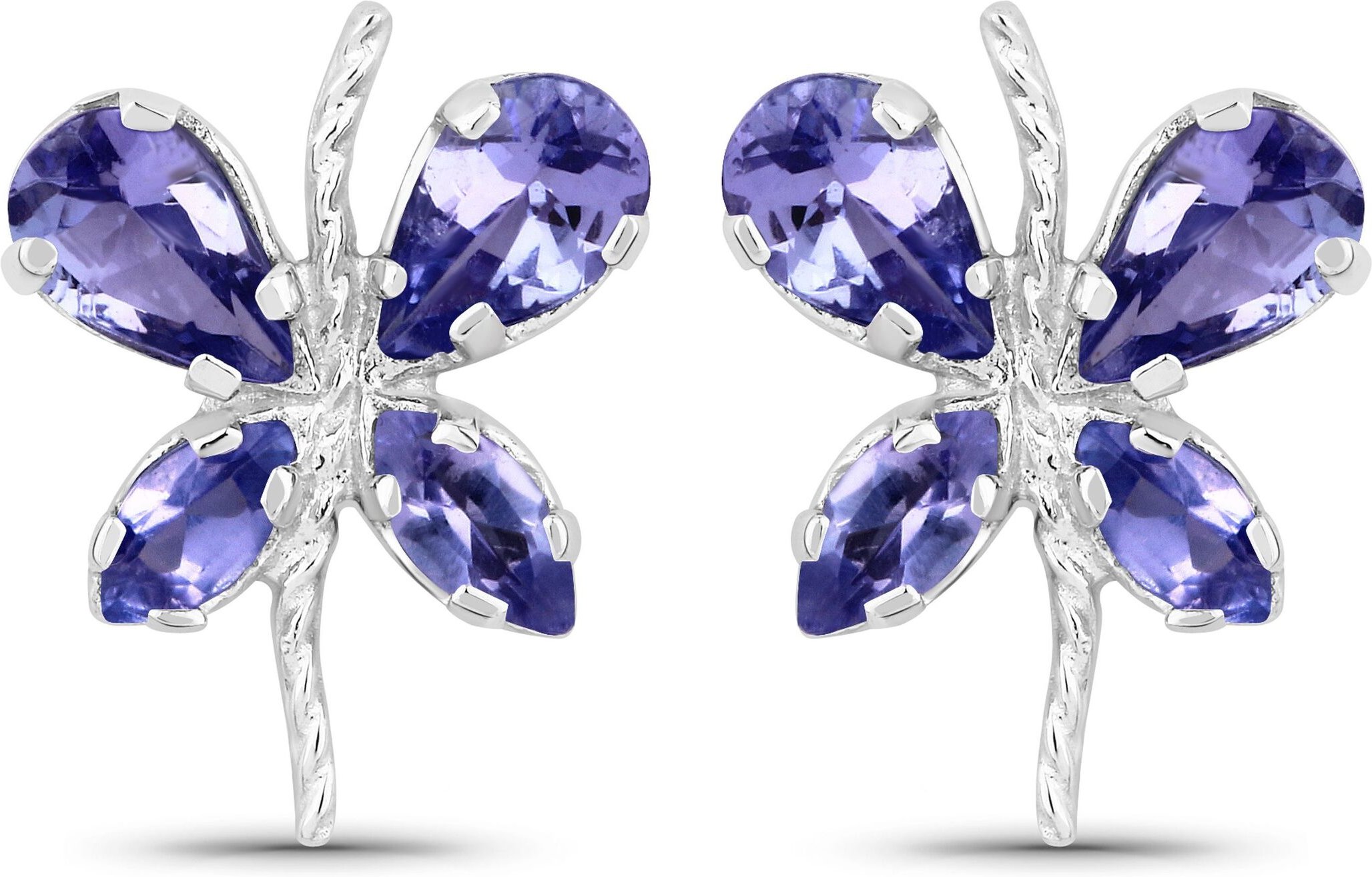 Vira Jewels Ohrringe Silber 925 rhodiniert Schmetterling-Motiv mit echtem Tansanit