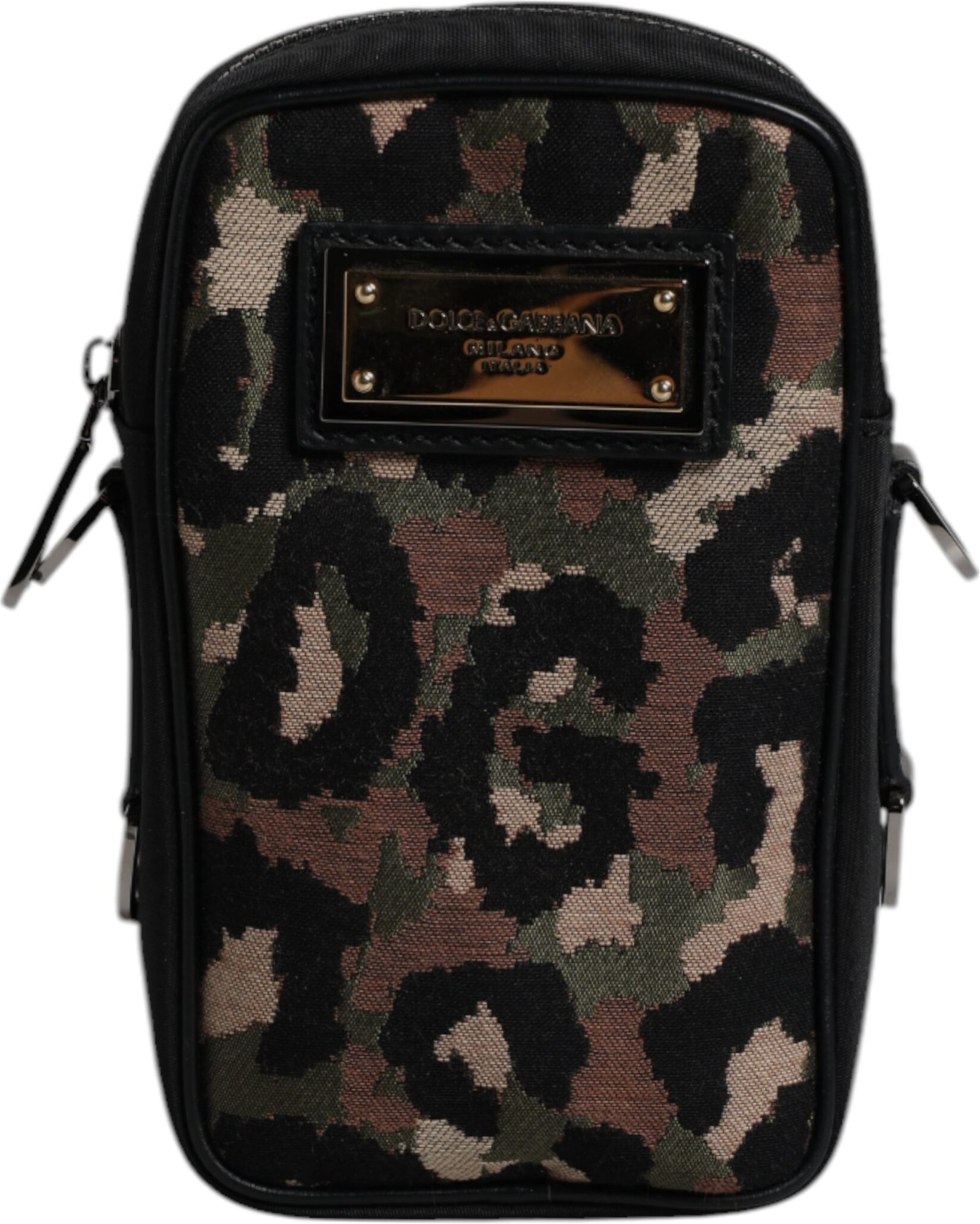 Mehrfarbige Leoparden-Jacquard-Logo-Plakette Nackenband-Tasche