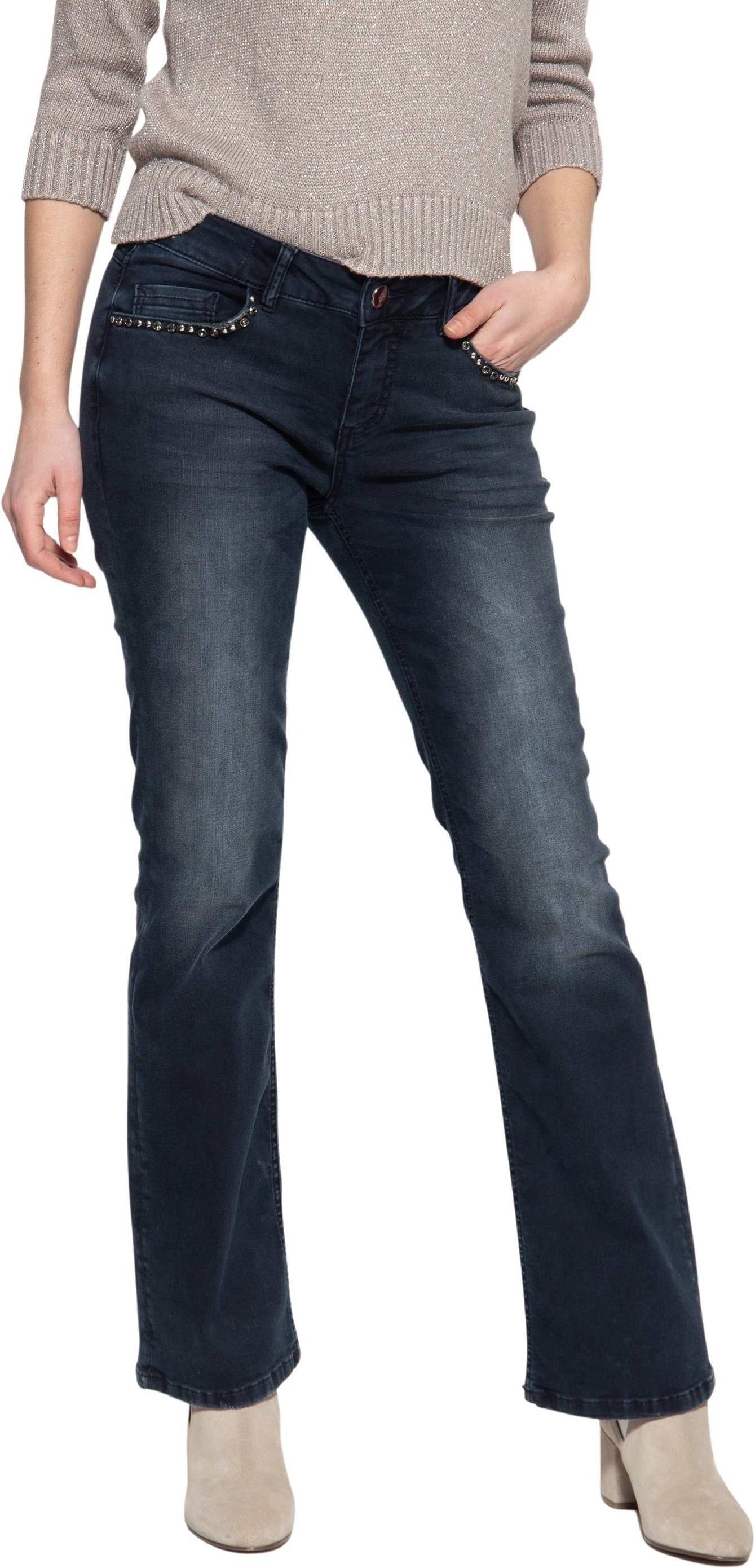 Amor, Truth & Trust Damen Schlagjeans Brenda dunkelblau