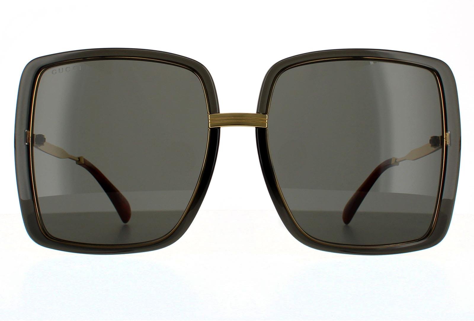 Gucci Square Womens Grau Kristall und Gold Grau Sonnenbrille