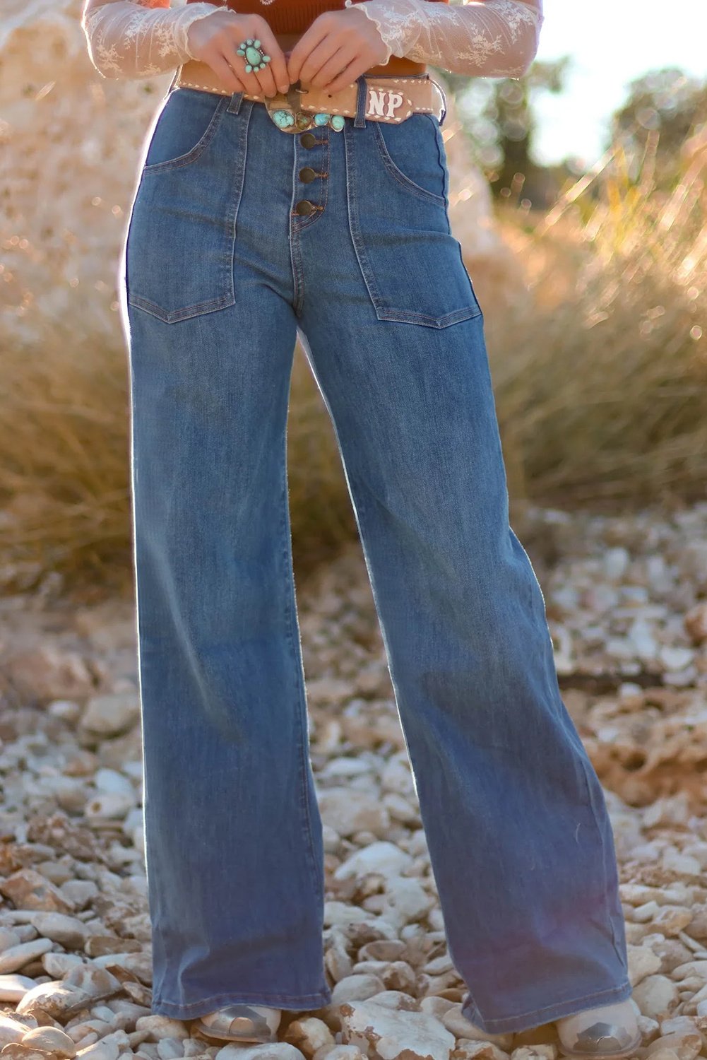 Weite Jeans mit weitem Bein