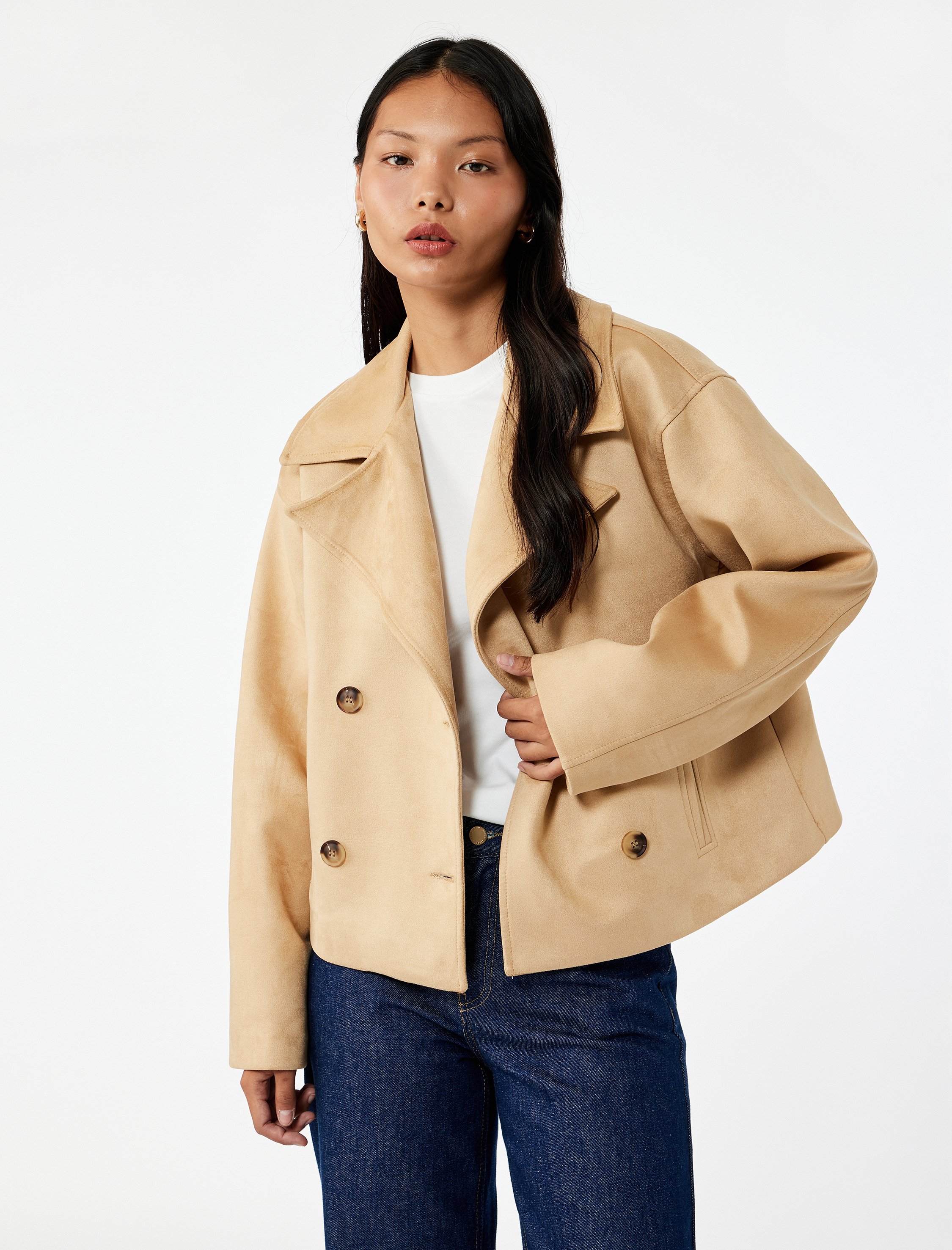 Koton JACKSACKEN Zweireihige Suni Süet Jacke