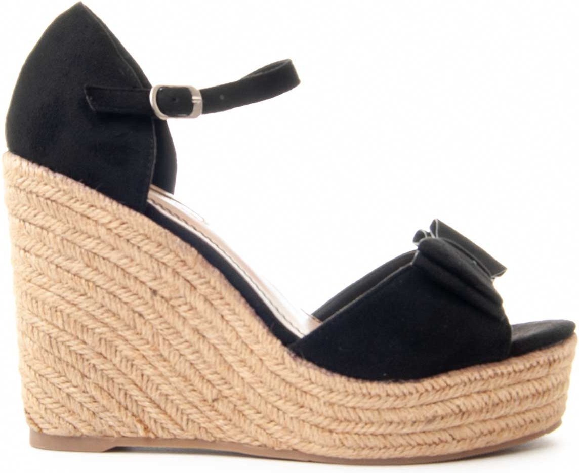 Montevita Wedge Sparto Sandale Spartsum9 in Schwarz