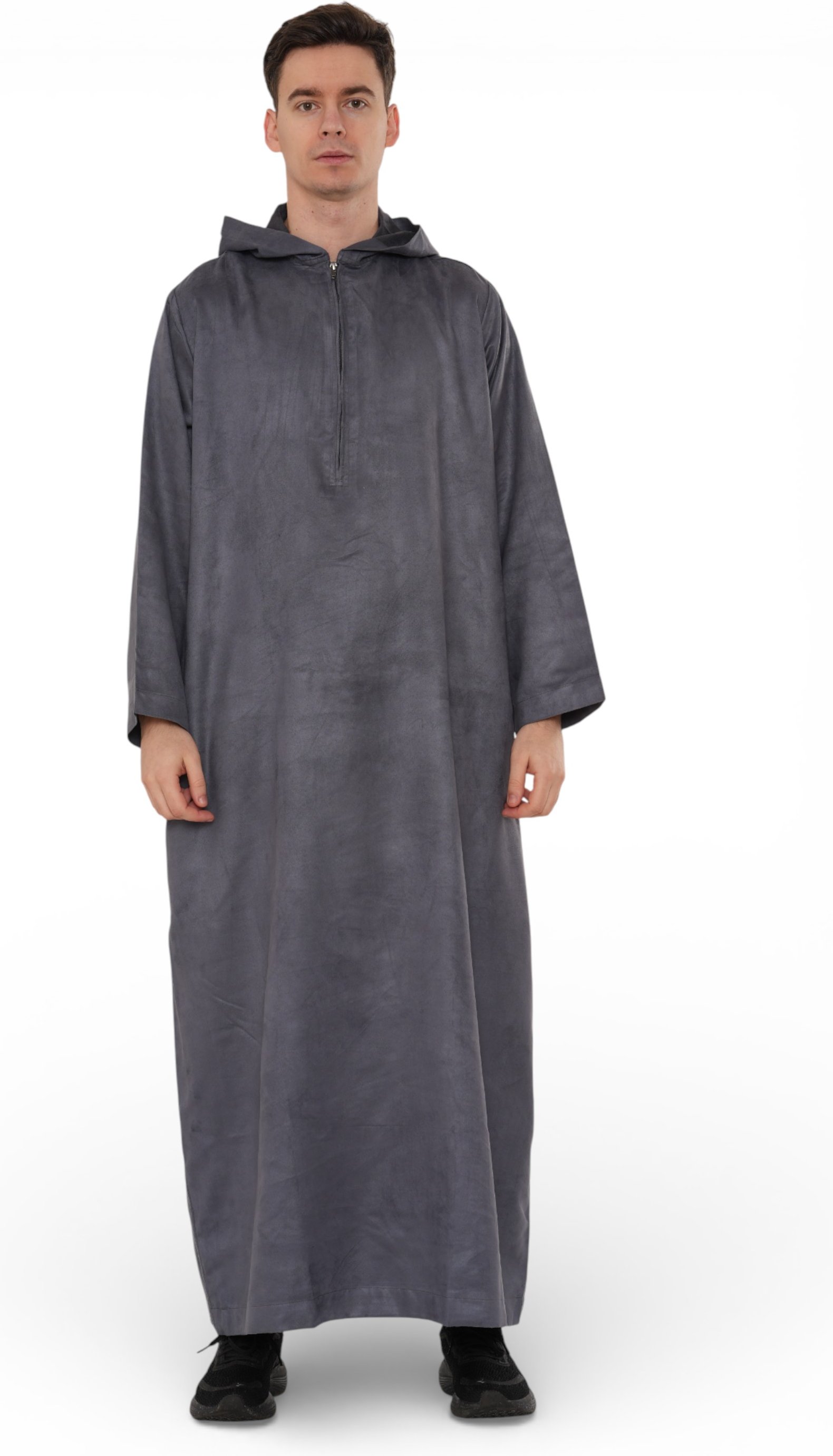 Herren Kapuzen-Eid-graue marokkanische Jubba-Robe Ramadan Eid Thobe – HM12