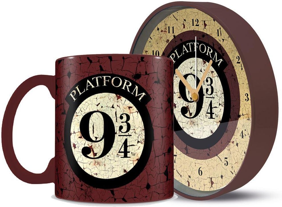 Harry Potter - Becher und Uhr Set, Bahnsteig 9 3/4 (Braun)