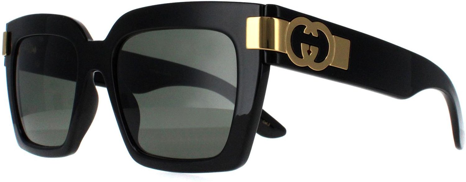 Gucci Square Womens Schwarz mit Gold Grau GG1689S