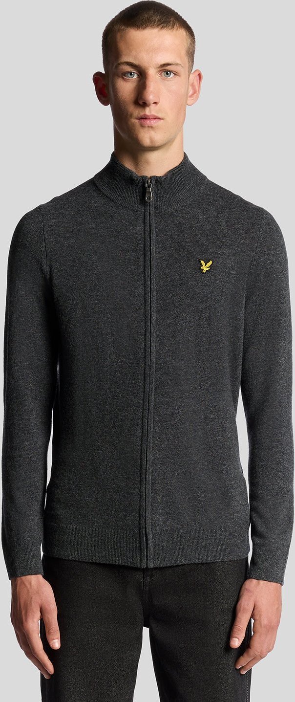 Thumbnail - Lyle & Scott Strickjacke aus Lammwollmischung mit Reißverschluss - Grau