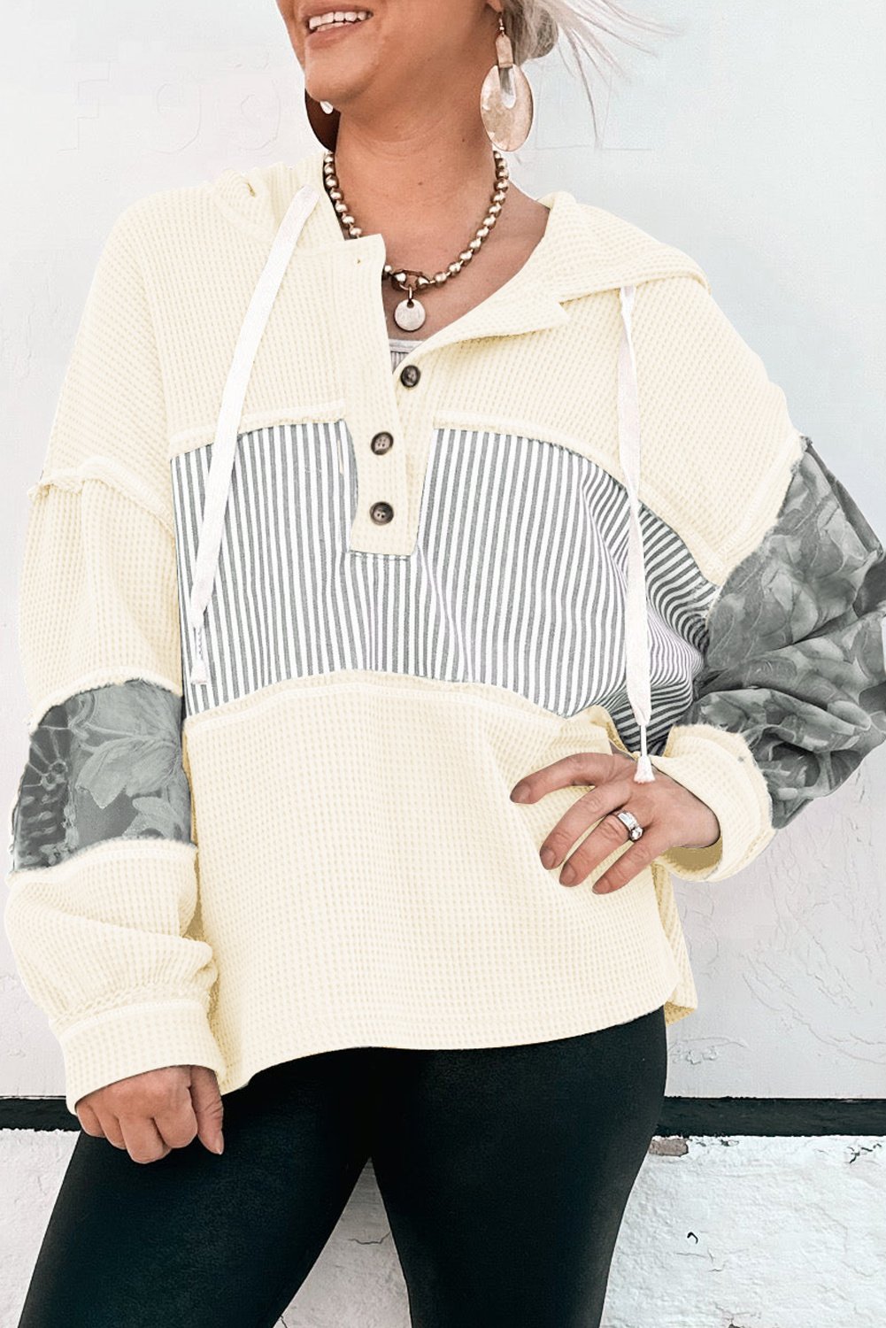 Hoodie mit Waffelstrick-Panel