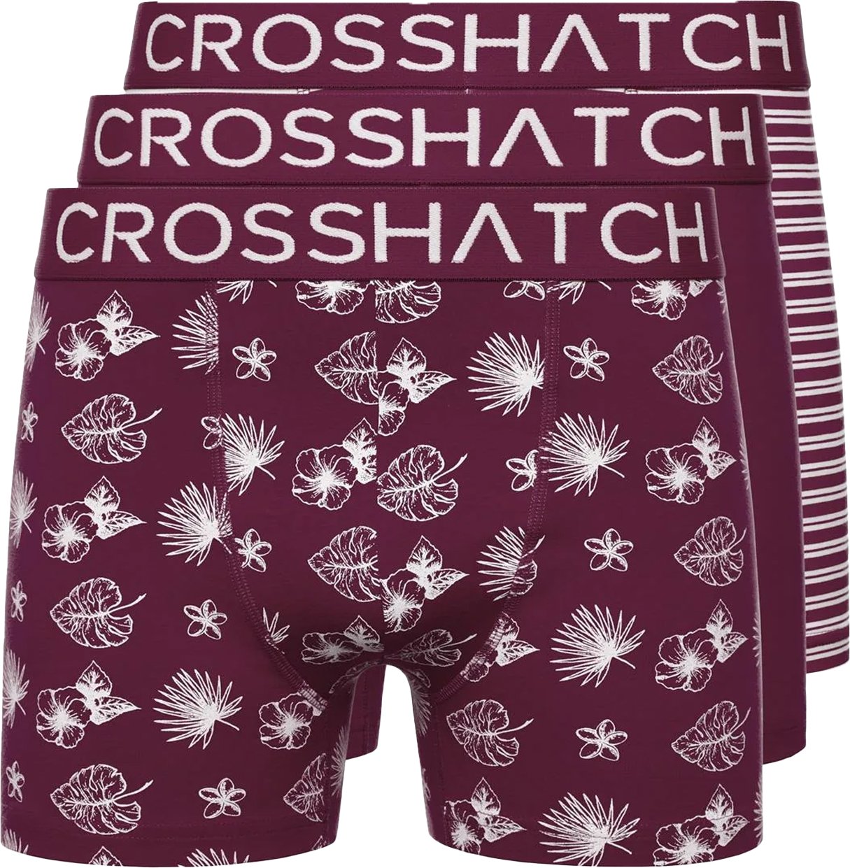 Crosshatch - "Hovland" Boxershorts für Herren (3er-Pack) (Dunkellila)