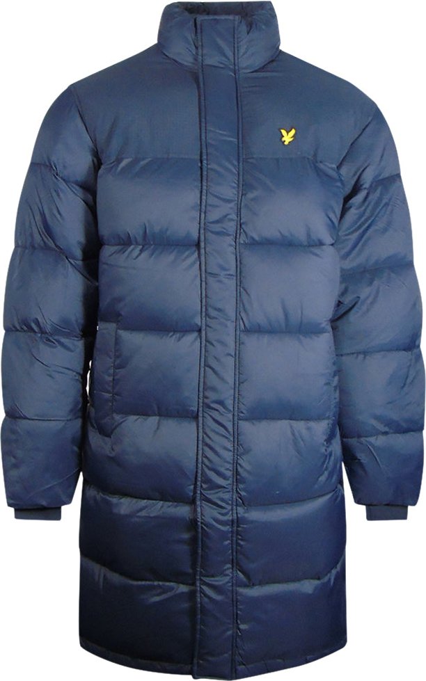 Lyle & Scott – Lange, wattierte Pufferjacke in Marine