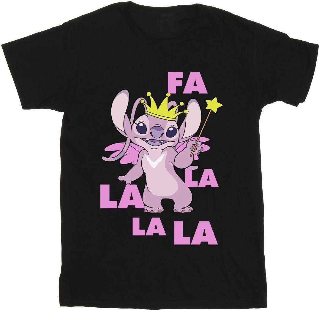 Disney - "Lilo & Stitch Angel Fa La La" T-Shirt für Mädchen (Schwarz)