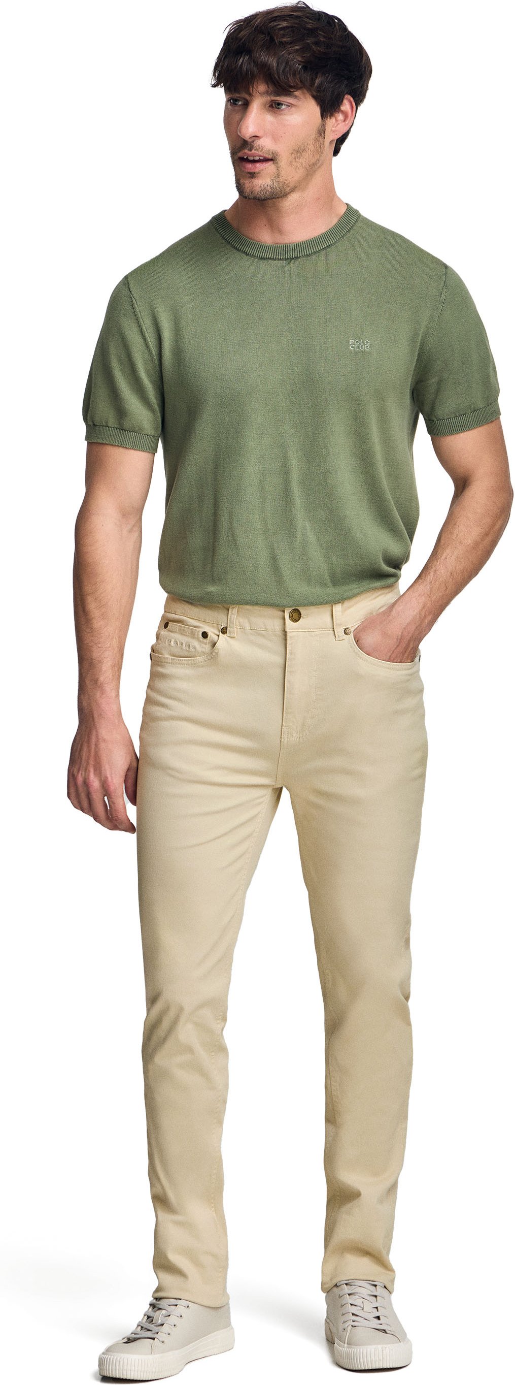 Hose Voss im Slim Fit beige mit fünf Taschen