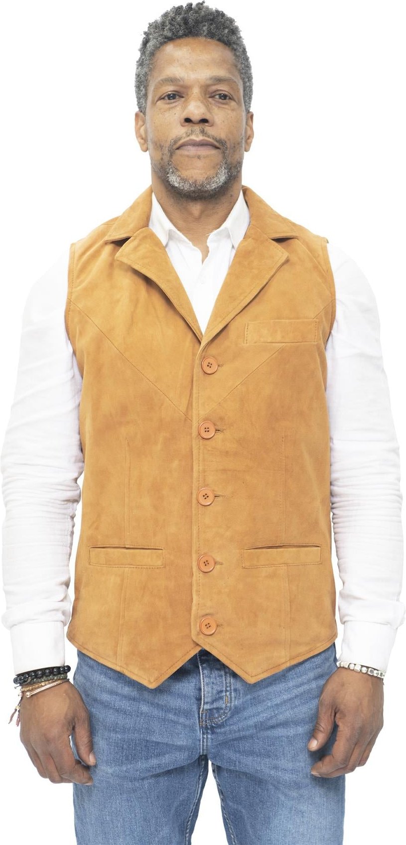 Klassische Herrenweste aus glattem Ziegenveloursleder-Exeter