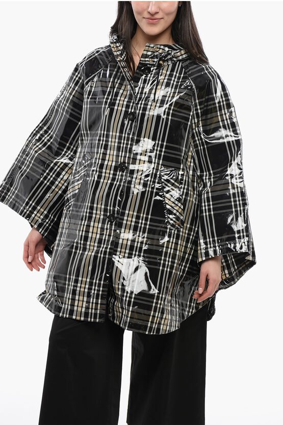 Karierter HAWTHORN Regenmantel in Schwarz & Weiß