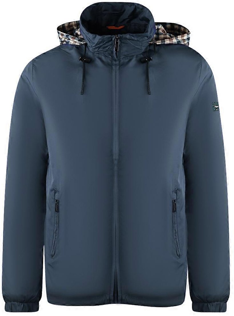 Thumbnail - Aquascutum Herren Unifarbene Leichte Jacke mit Versteckter Kapuze (Marineblau)
