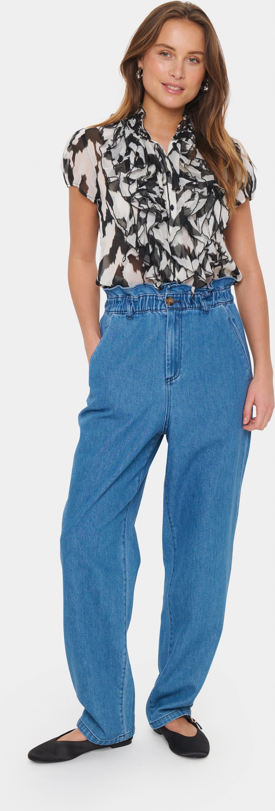 Langarm - Hemd Gerade Passform Black Monochrome Strokes black multi