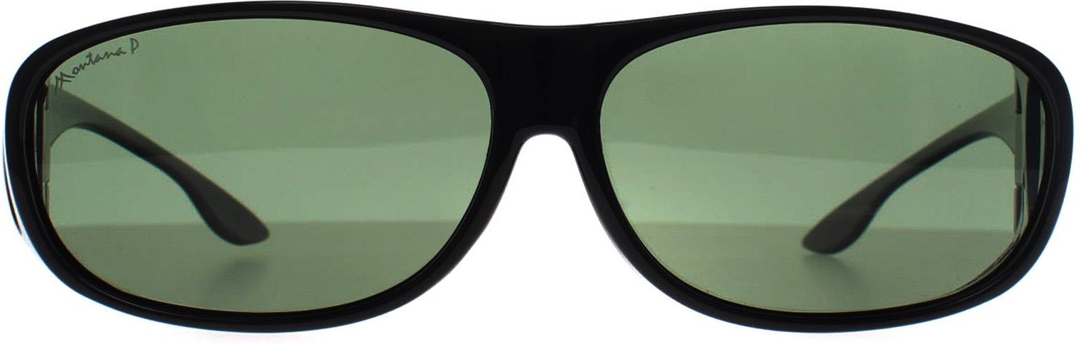 Thumbnail - Montana Rectangle Unisex Shiny Black G15 Polarized FO2 Fit Over Glasses Sonnenbrillen