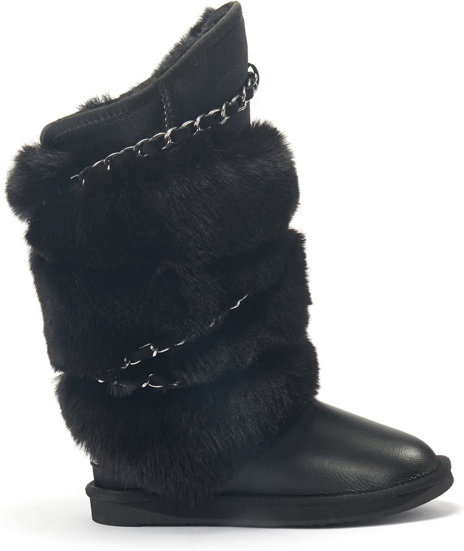 Hohe schwarze Satinstiefel „Atilla“