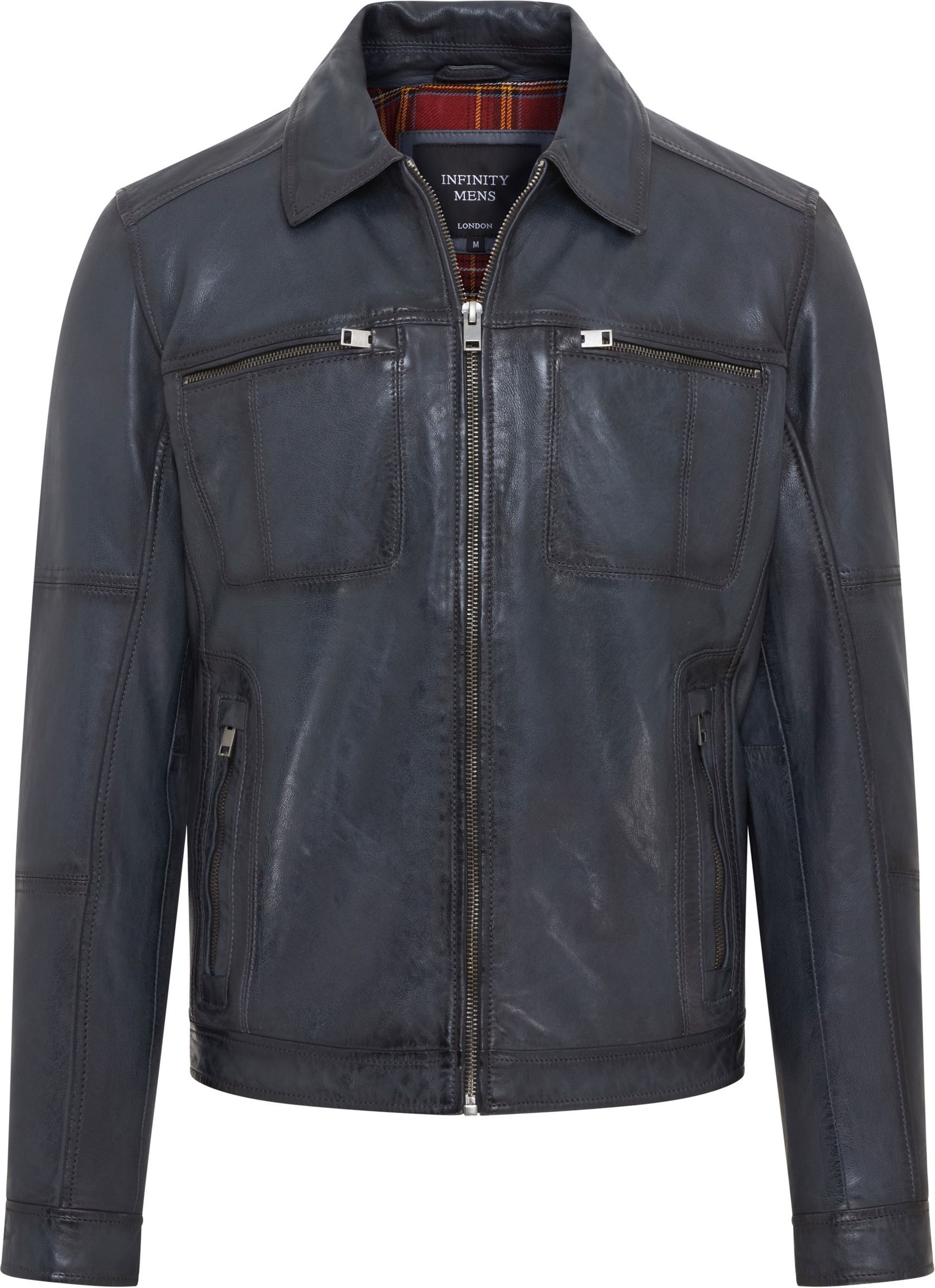 Blaue klassische Bikerjacke aus Leder für Herren - Bettles