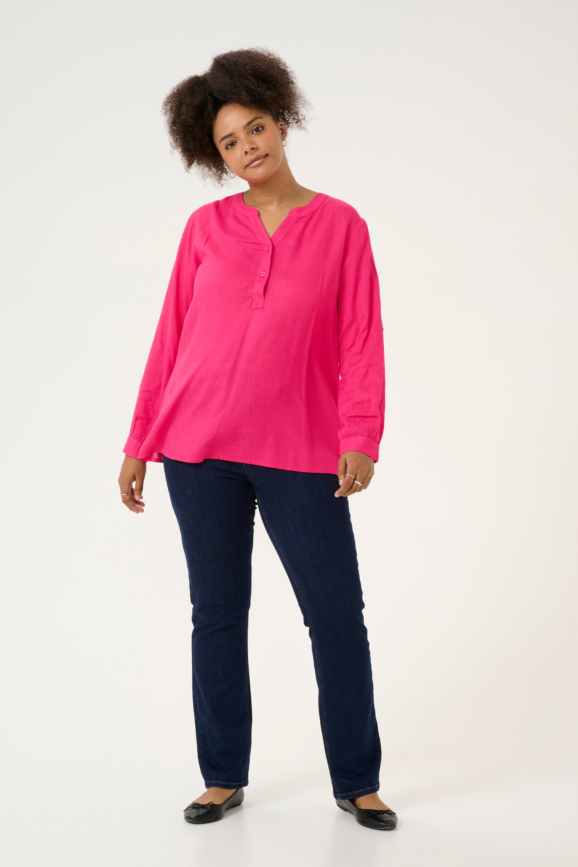 Langarm-Bluse Regular fit Raspberry pink