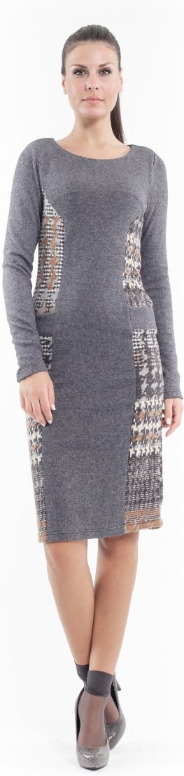 Thumbnail - Gemustertes gerades Pulloverkleid