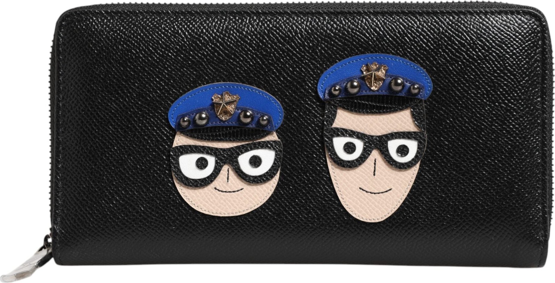 Dolce & Gabbana Schwarze Leder #DGFAMILY Reißverschluss Continental Herrenportemonnaie