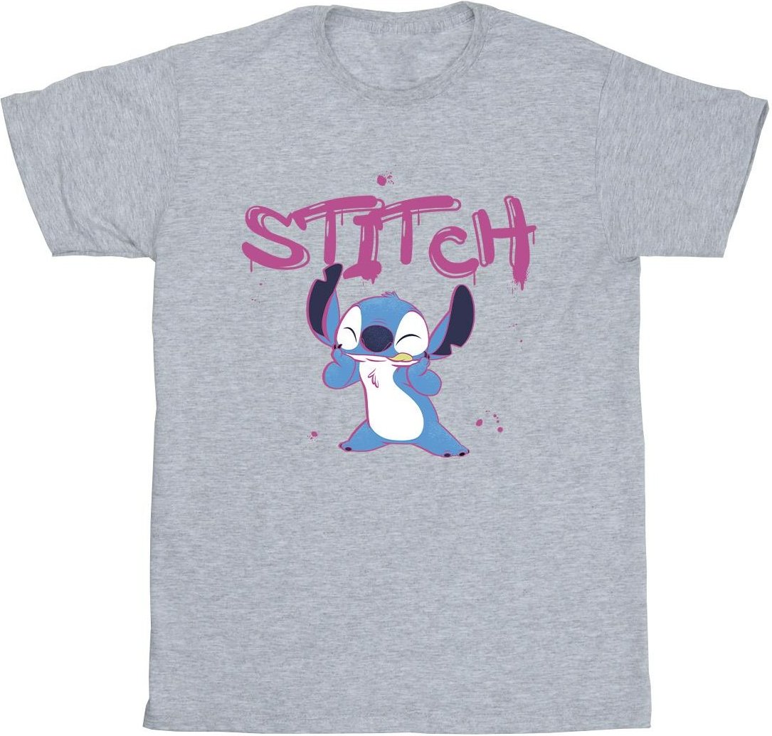 Disney - "Lilo And Stitch Graffiti" T-Shirt für Mädchen (Grau)