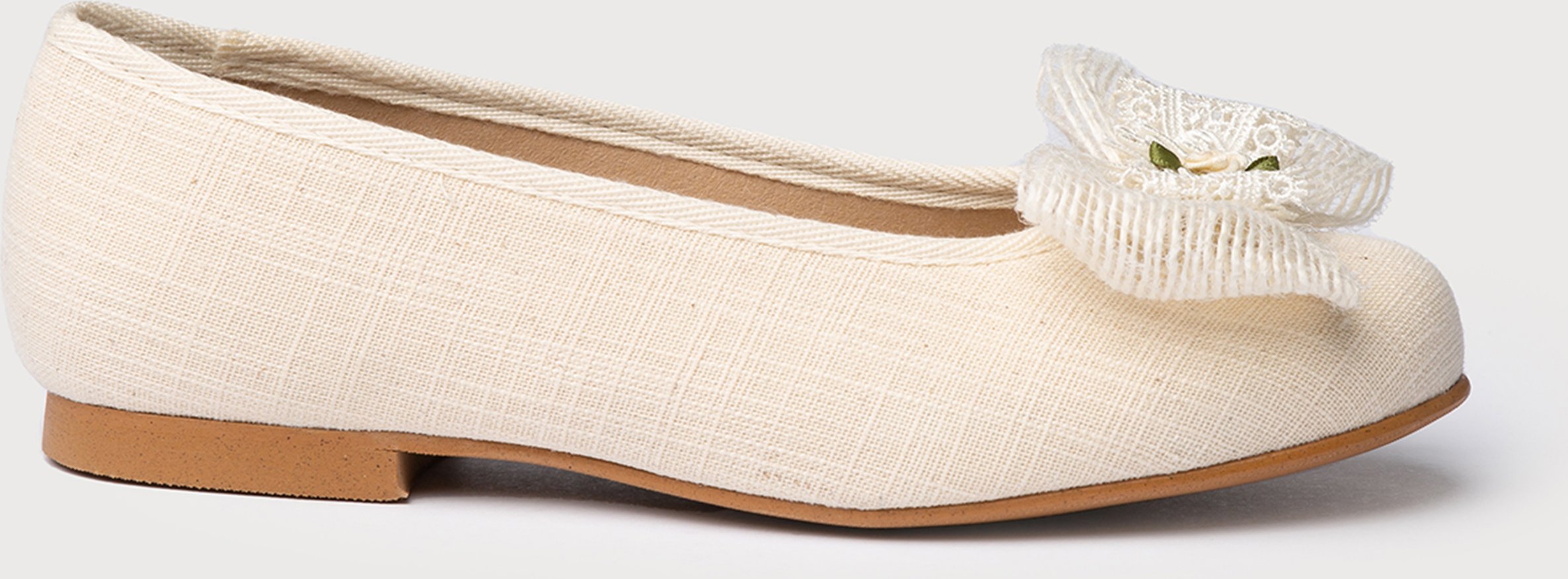 Ballerines de cérémonie en cuir de lin