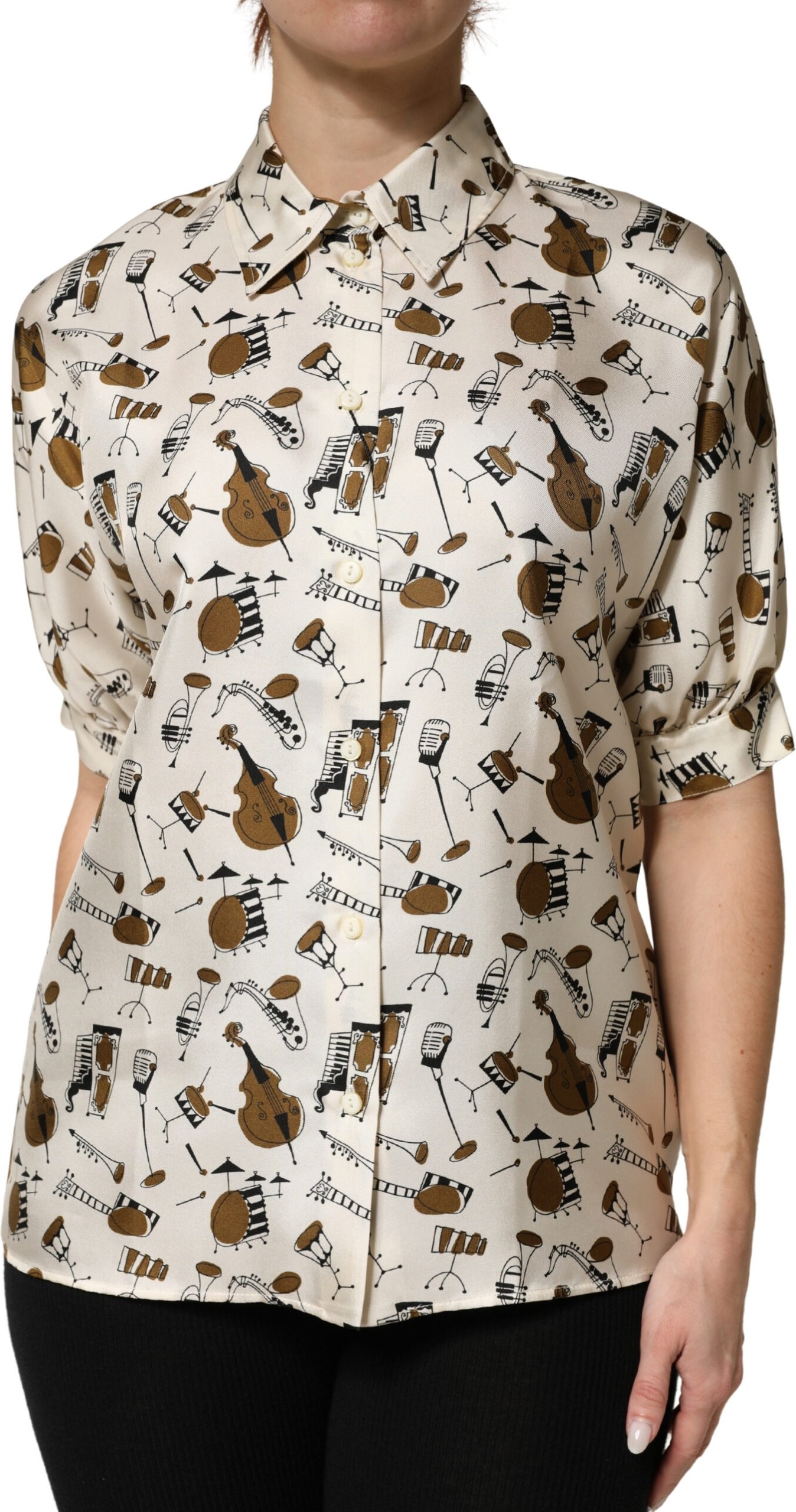 Bedrucktes Seiden-Polo-Top