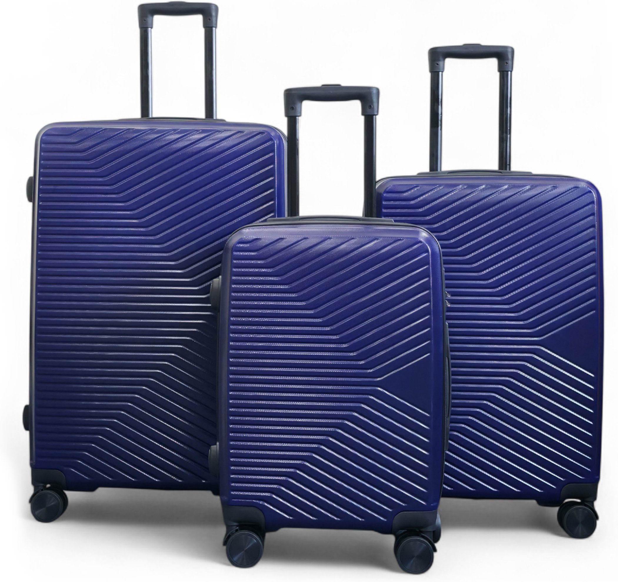 Hartschalenkoffer Marineblau Robustes 8-Rad-Gepäck Kabinenkoffer-Taschenset